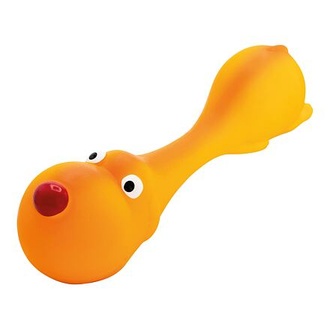 Papírenské zboží - Psík ležící - tvar činky, se zvukem, 22 cm, latex, oranžová, HipHop