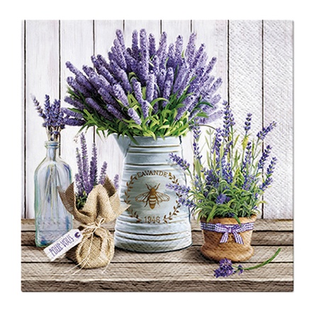 Papírenské zboží - Ubrousky PAW L 25x25cm 3 vrst. Lavender in Bucket [20 ks]