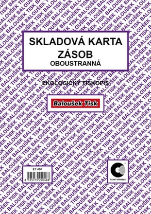 Papírenské zboží - Skladová karta zásob A5 /oboustr./ ET450